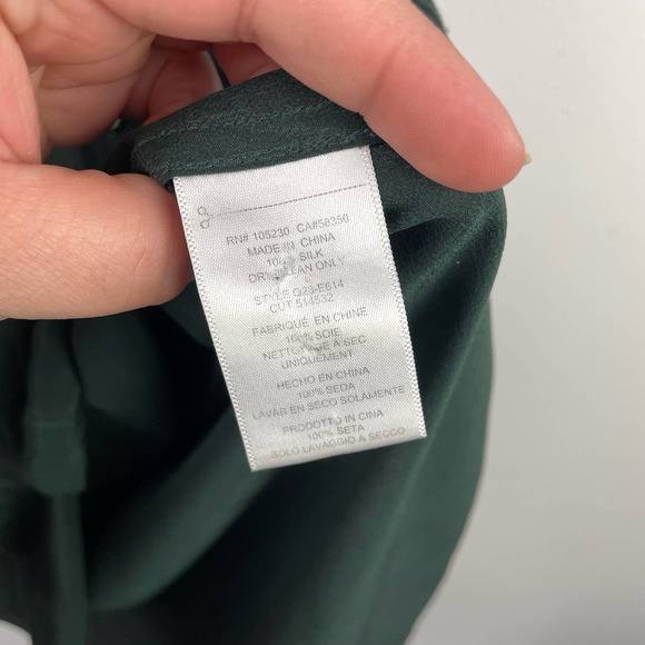 Equipment 100% Silk Dark Green Shirt Dress Size XS Button Front - Picture 3 of 6